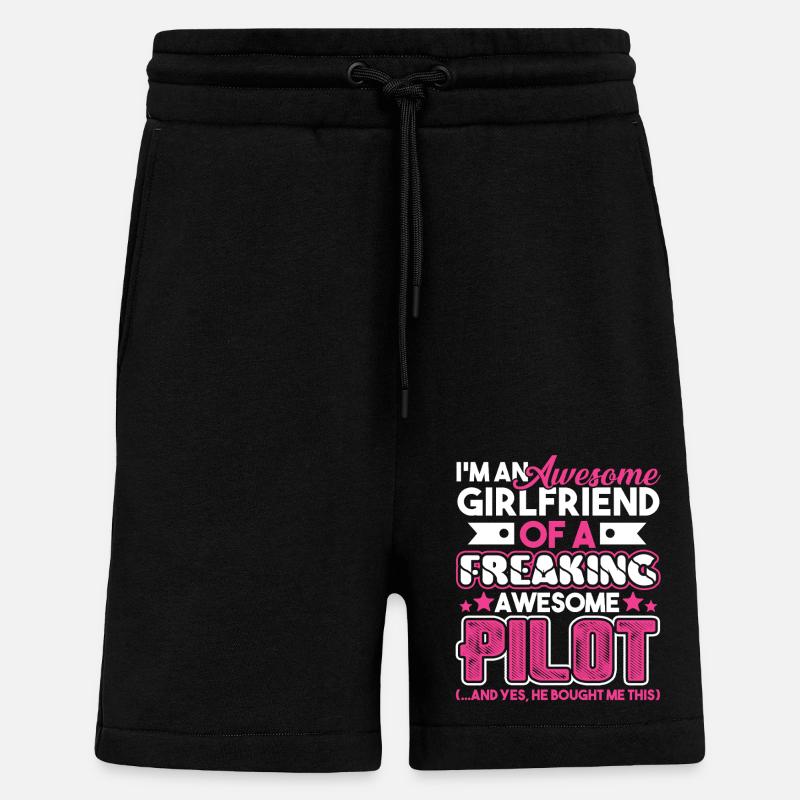 Pilot Proud Pilot Girlfriend - Shorts - made by SPREAD - SOLID BLACK