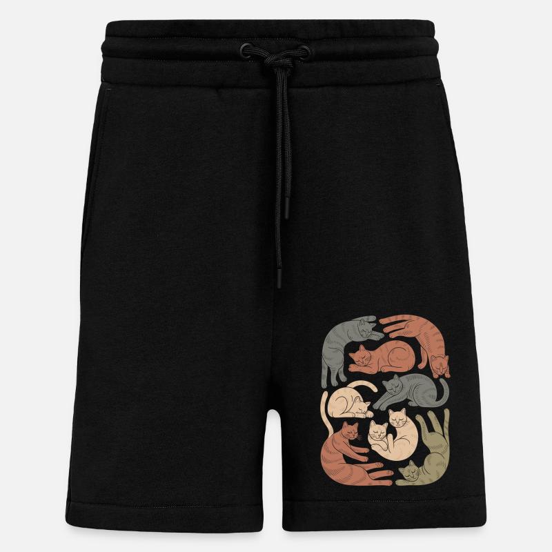 Relaxed Boho Cat Pattern - Shorts - made by SPREAD - SOLID BLACK