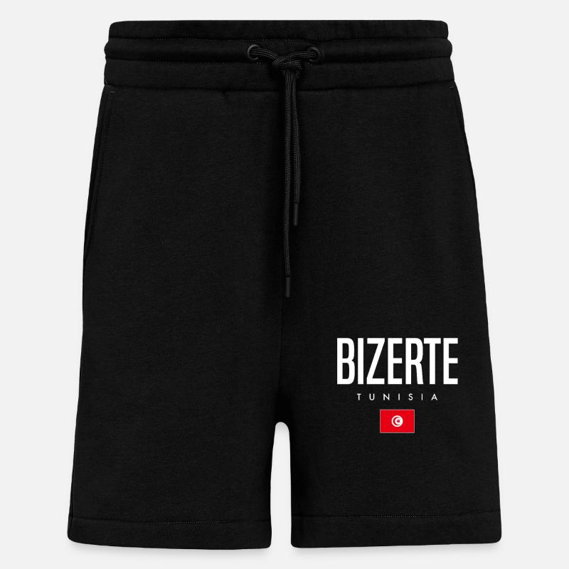 Bizerte, Tunisie - Short bio décontracté fabriqué en UE - SOLID BLACK
