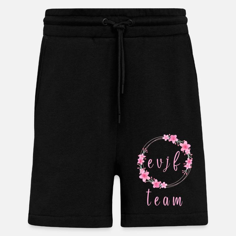 EVJF Cercle Fleurs Prénom Personnalisable - Short bio décontracté fabriqué en UE - SOLID BLACK