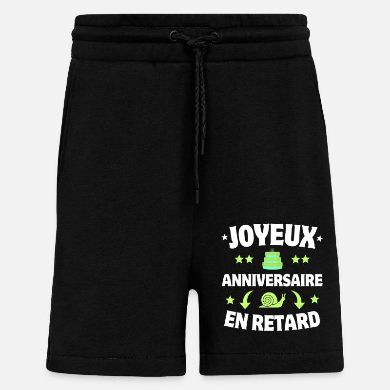 Joyeux Anniversaire en Retard Escargot - Short bio décontracté fabriqué en UE - SOLID BLACK