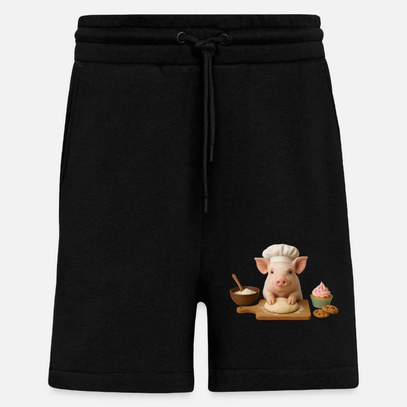 Cochon Gâteau Cuisson Pain - Short bio décontracté fabriqué en UE - SOLID BLACK