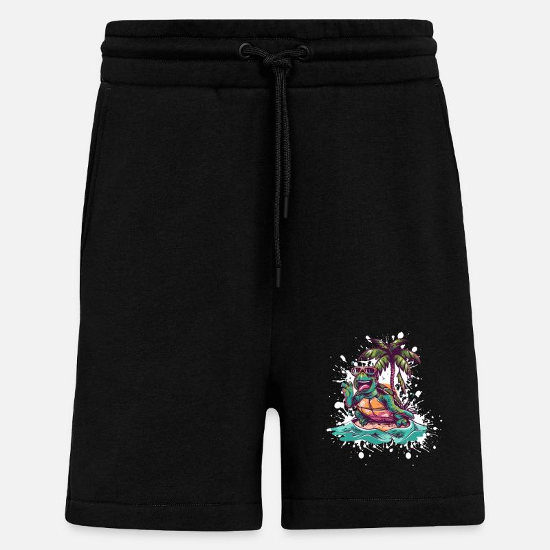 Turtle Island Palm Tree - Shorts - made by SPREAD - SOLID BLACK