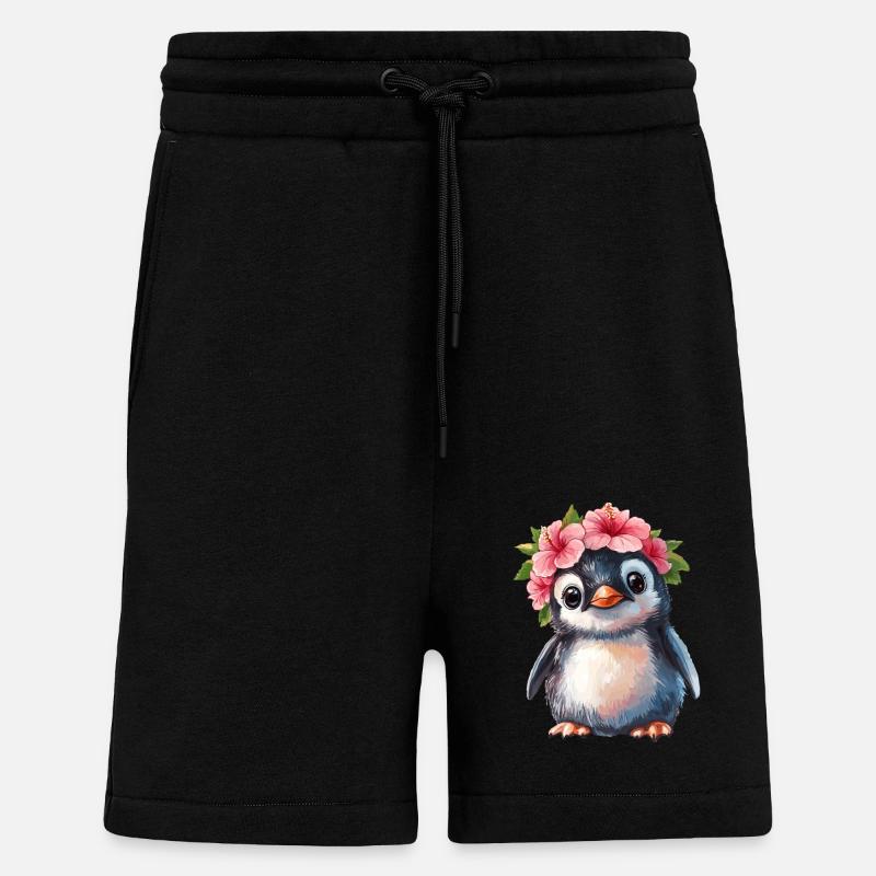 Pinguin mit Blütenkranz - Shorts - made by SPREAD - SOLID BLACK