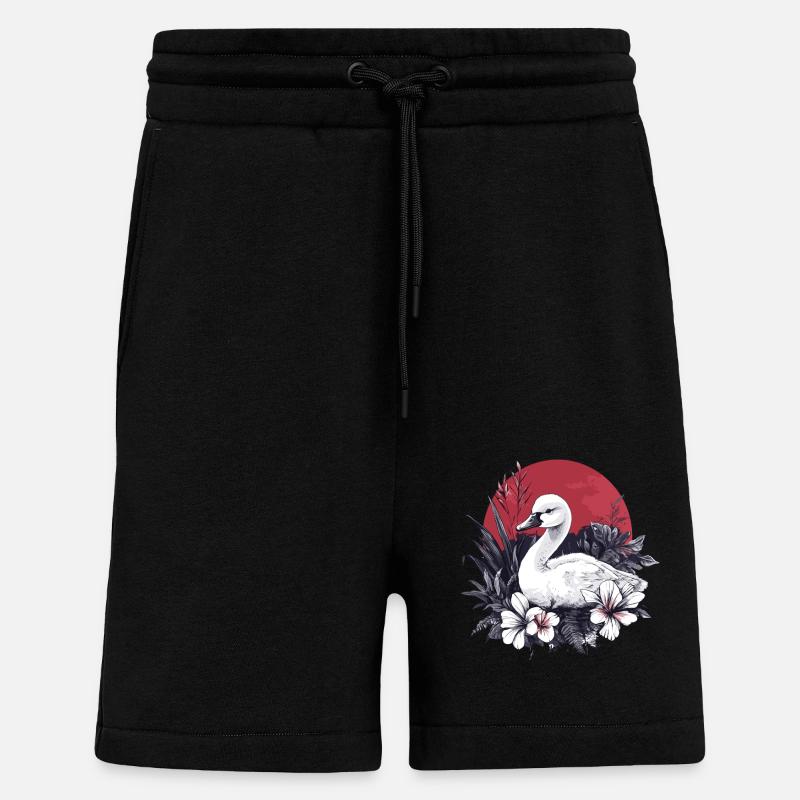 Schwan mit Blumen - Shorts - made by SPREAD - SOLID BLACK
