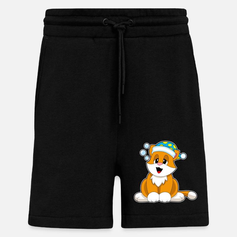 Cat Sleeping Nightcap - Shorts - made by SPREAD - SOLID BLACK