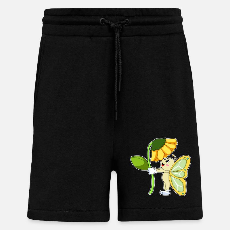 Fleur de papillon - Short bio décontracté fabriqué en UE - SOLID BLACK