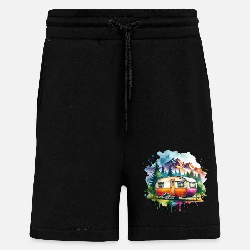 Camping camping-car caravane - Short bio décontracté fabriqué en UE - SOLID BLACK