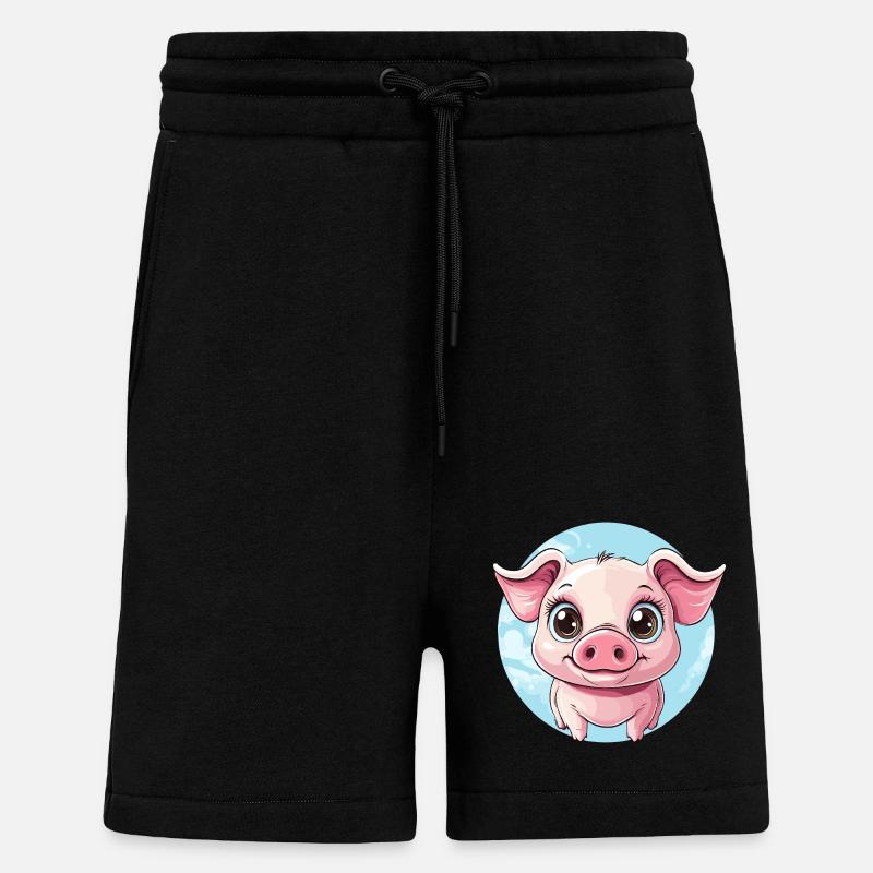 Cochon heureux - Short bio décontracté fabriqué en UE - SOLID BLACK