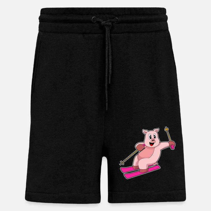Pig Skier Ski - Short bio décontracté fabriqué en UE - SOLID BLACK