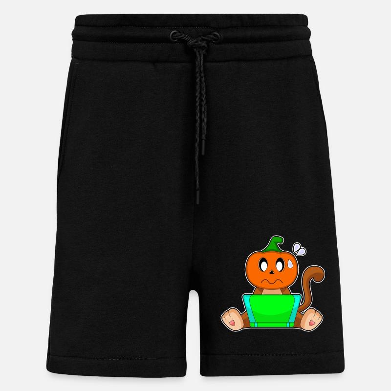 Monkey Halloween Pumpkin Laptop - Shorts - made by SPREAD - SOLID BLACK