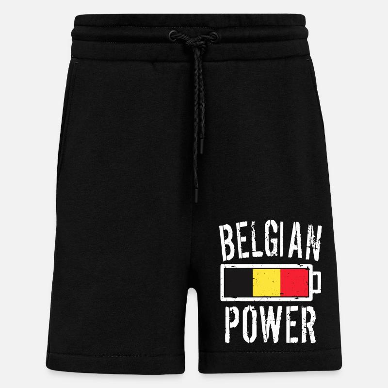 Belgium Belgian Power Graphic - Shorts - made by SPREAD - SOLID BLACK