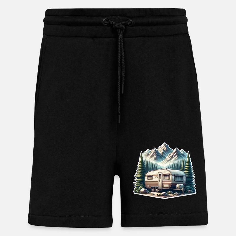 Camping Wohnwagen - Shorts - made by SPREAD - SOLID BLACK