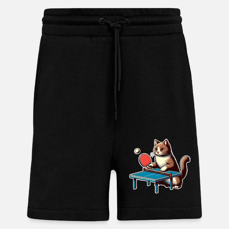 Chat de ping-pong - Short bio décontracté fabriqué en UE - SOLID BLACK