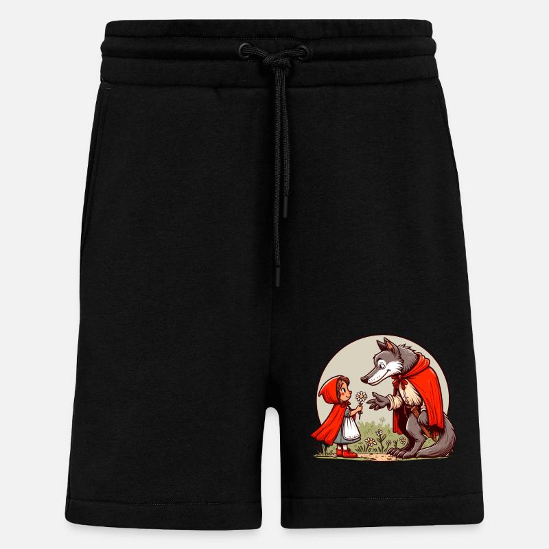 Rotkäppchen Märchen Wolf Niedlich Märchenfigur - Shorts - made by SPREAD - SOLID BLACK