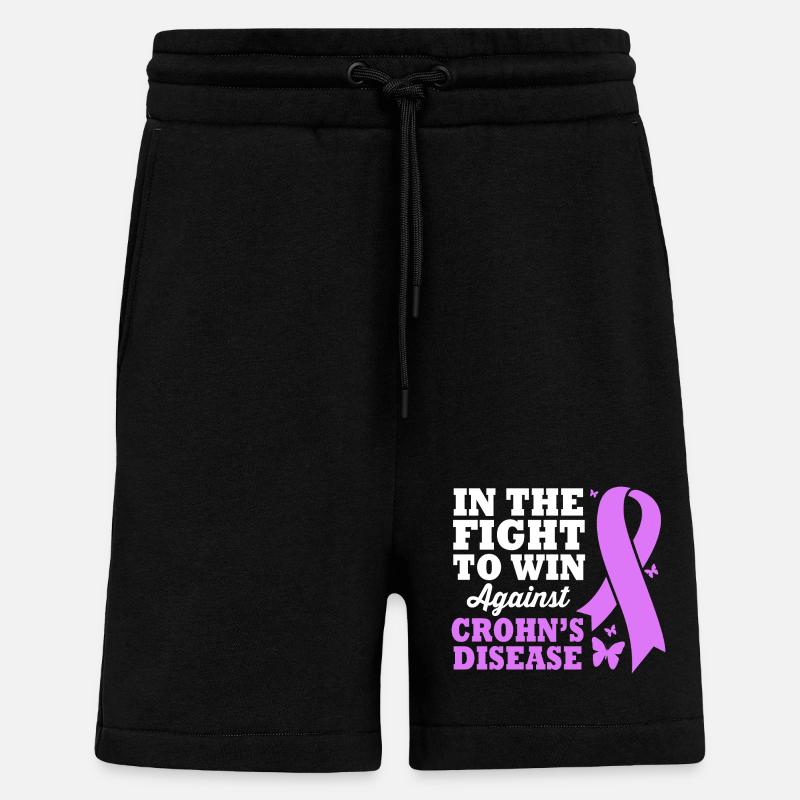 Maladie de Crohn - Short bio décontracté fabriqué en UE - SOLID BLACK