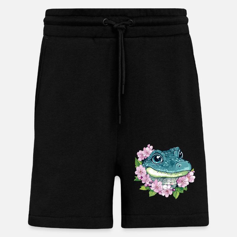 Fleur de cerisier crocodile - Short bio décontracté fabriqué en UE - SOLID BLACK