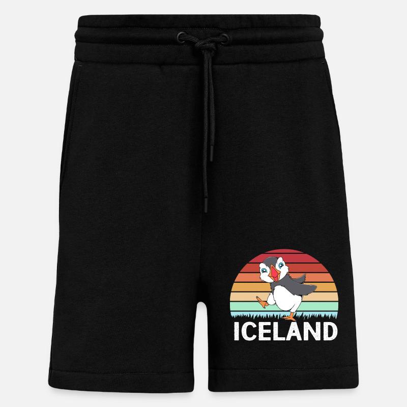 Macareux Papageientaucher - Short bio décontracté fabriqué en UE - SOLID BLACK