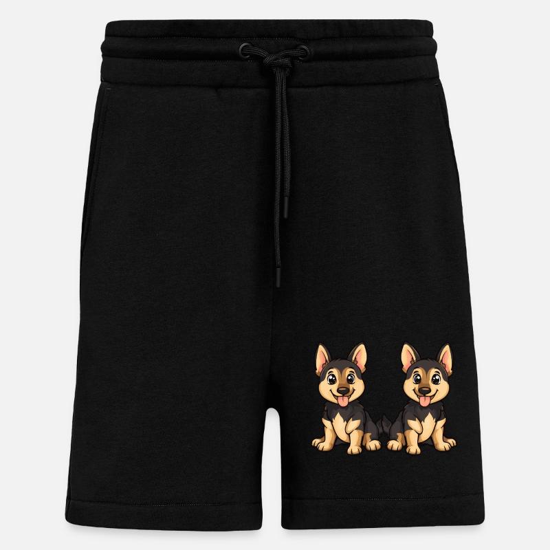 German Shepherd Hund Comic - Shorts - made by SPREAD - SOLID BLACK