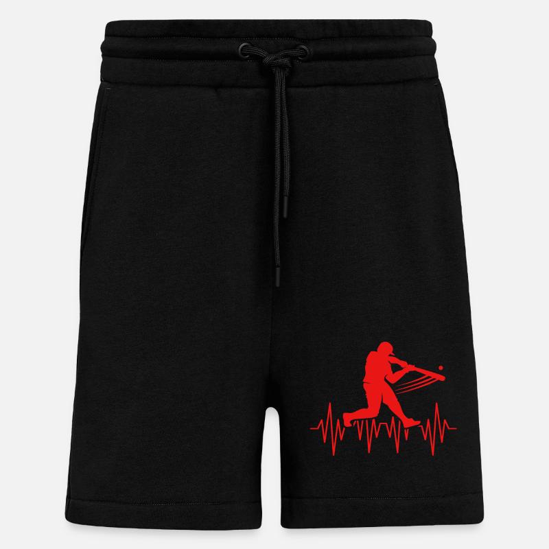 Battement de cœur de baseball - Short bio décontracté fabriqué en UE - SOLID BLACK