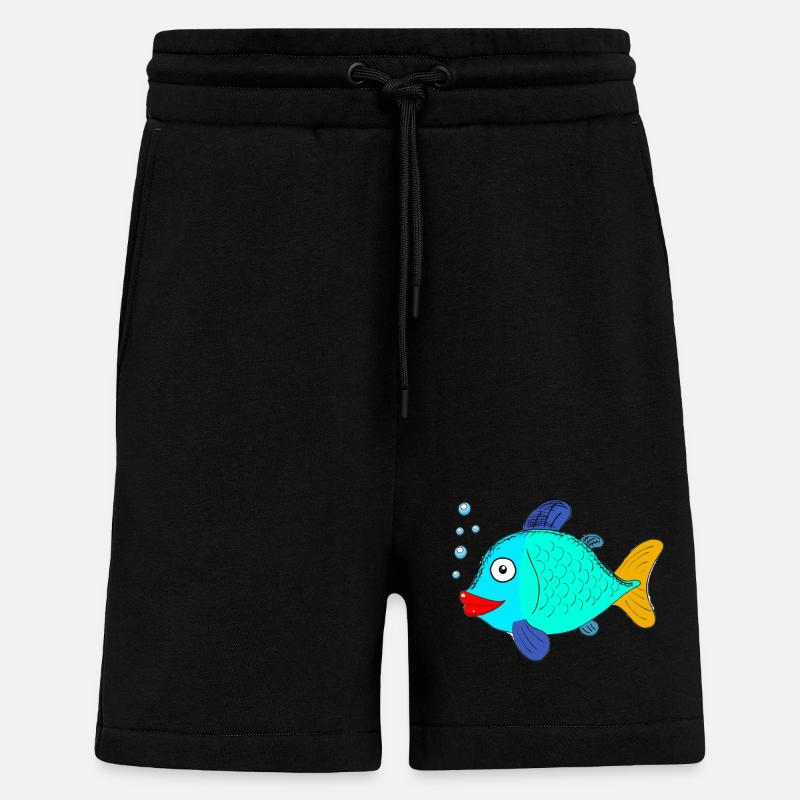 Poisson avec bulles - Short bio décontracté fabriqué en UE - SOLID BLACK