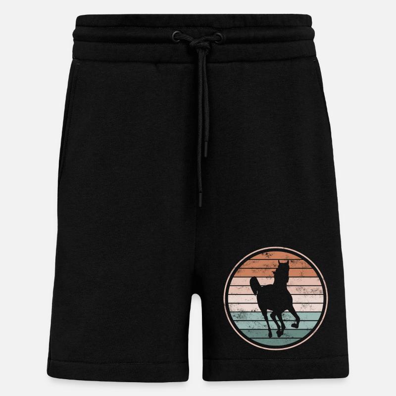 Cheval chevaux - Short bio décontracté fabriqué en UE - SOLID BLACK