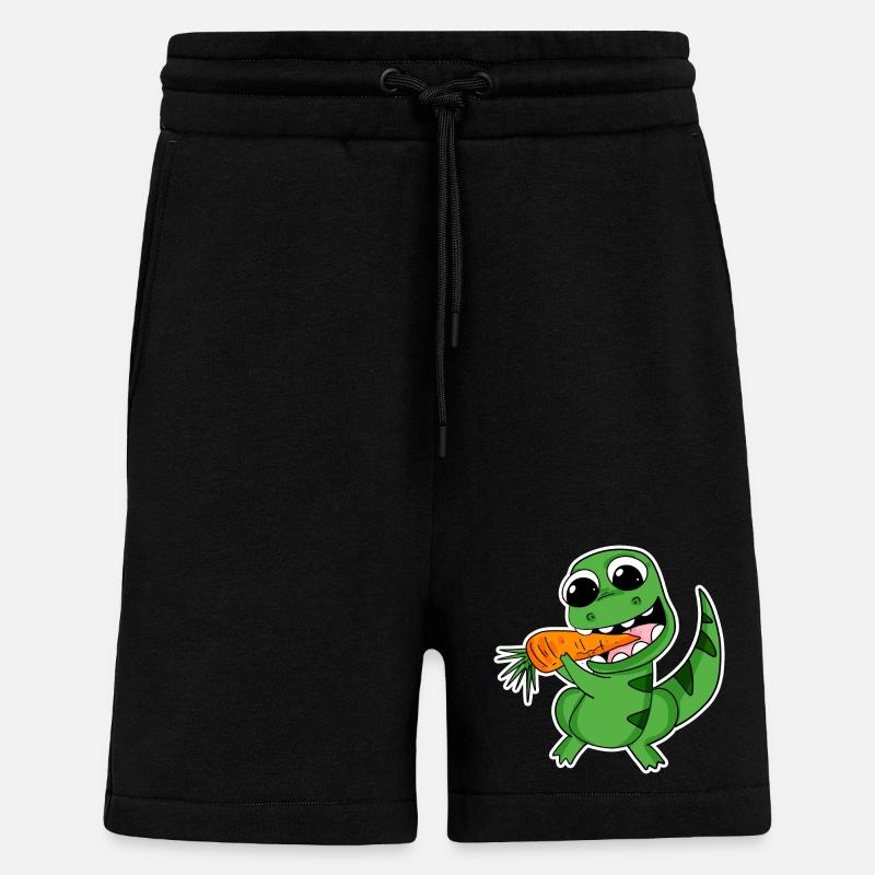 Dino eats carrot - Shorts - made by SPREAD - SOLID BLACK