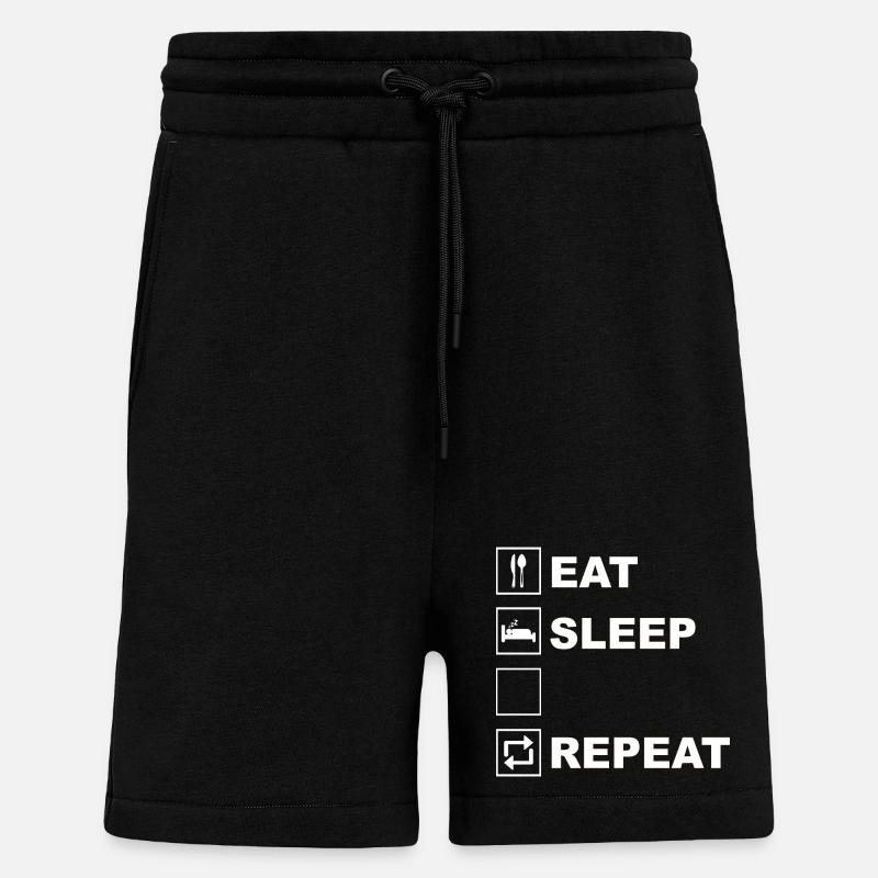 Eat Sleep Repeat Icon Layout - Shorts - made by SPREAD - SOLID BLACK