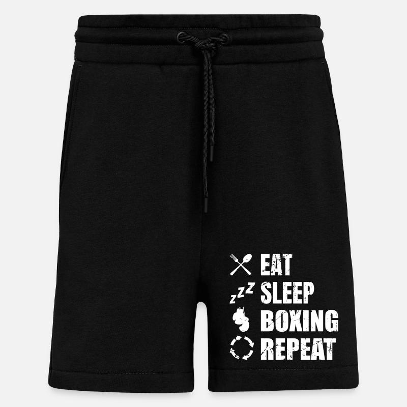 Manger Sommeil Boxe Répéter - Short bio décontracté fabriqué en UE - SOLID BLACK