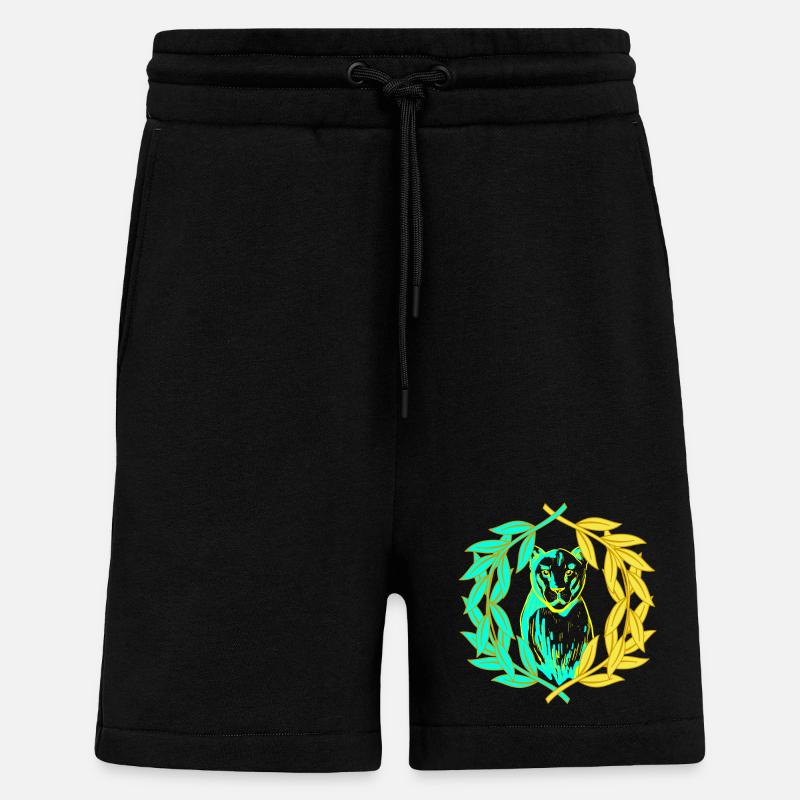 Leopard Tiger Katze Lorbeerkranz - Shorts - made by SPREAD - SOLID BLACK
