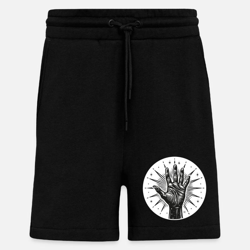 Main étoile avec flashs - Short bio décontracté fabriqué en UE - SOLID BLACK