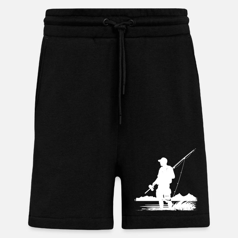 Dessin de pêche - Short bio décontracté fabriqué en UE - SOLID BLACK