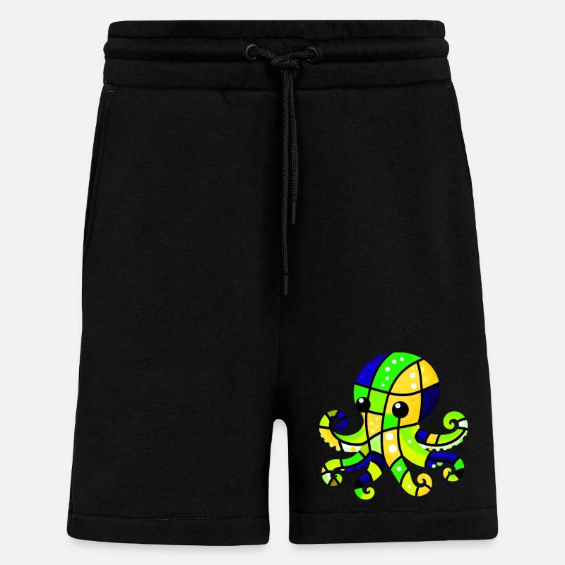 Pieuvre - Short bio décontracté fabriqué en UE - SOLID BLACK