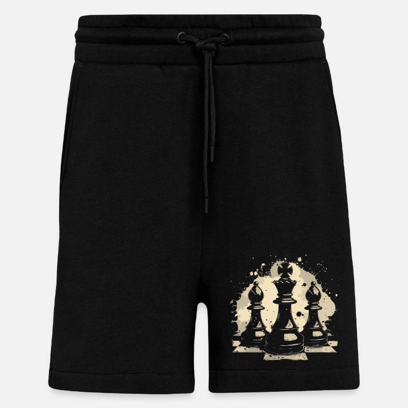 Chess Graffiti - Shorts - made by SPREAD - SOLID BLACK