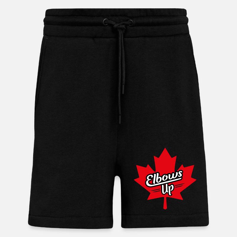 Elbows Up Maple Leaf Design - Shorts - made by SPREAD - SOLID BLACK
