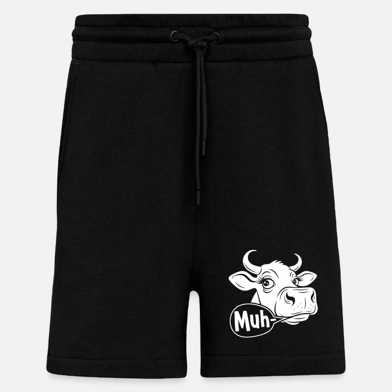 Moo vache dessin animé dire - Short bio décontracté fabriqué en UE - SOLID BLACK