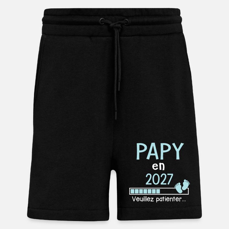 Papy en 2027 Cadeau Futur Papi - Short bio décontracté fabriqué en UE - SOLID BLACK