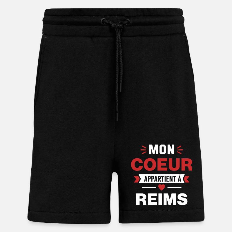 Mon Coeur Appartient à Reims - Short bio décontracté fabriqué en UE - SOLID BLACK