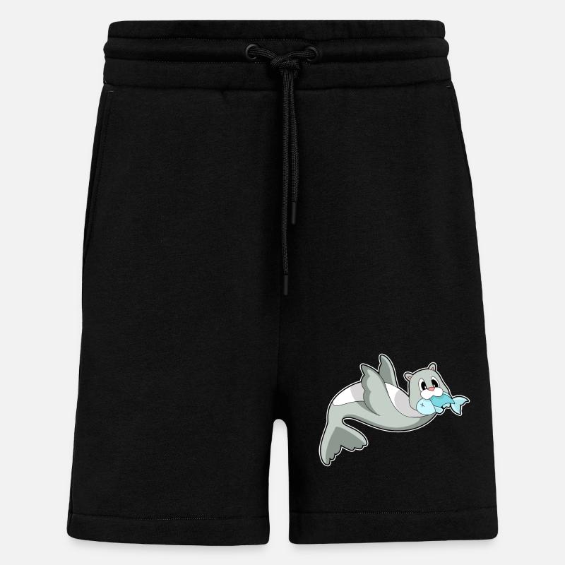 Poisson phoque - Short bio décontracté fabriqué en UE - SOLID BLACK