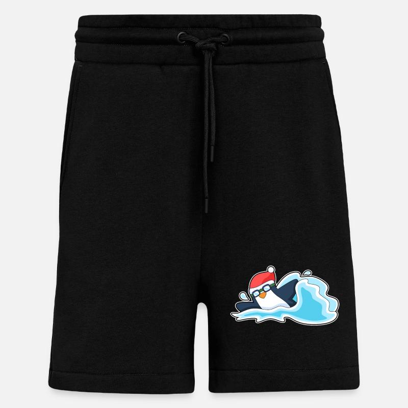 Pingouin Noël baignade - Short bio décontracté fabriqué en UE - SOLID BLACK