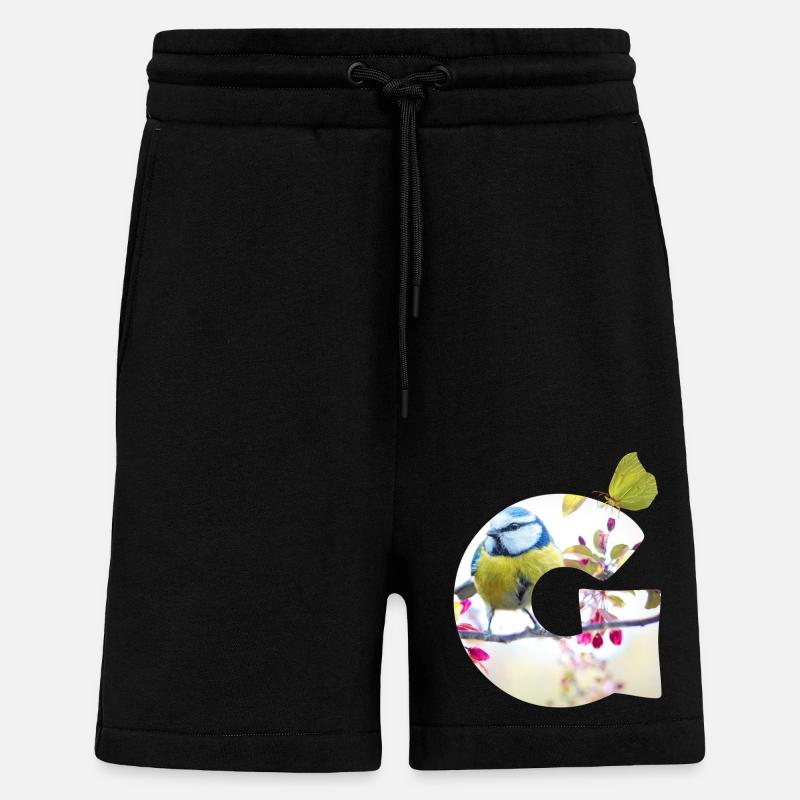 spring bird butterfly g - Shorts - made by SPREAD - SOLID BLACK