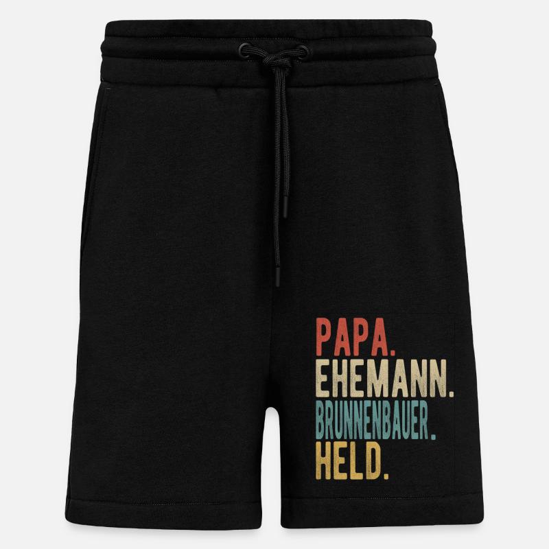 Brunnenbauer Papa Ehemann Held - Shorts - made by SPREAD - SOLID BLACK