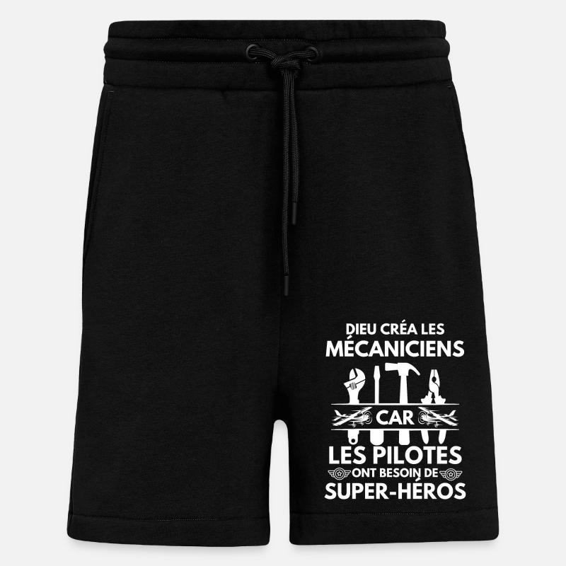 Mécanicien d avion 3 - Short bio décontracté fabriqué en UE - SOLID BLACK