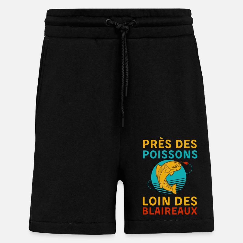 Humour pêcheur - Short bio décontracté fabriqué en UE - SOLID BLACK