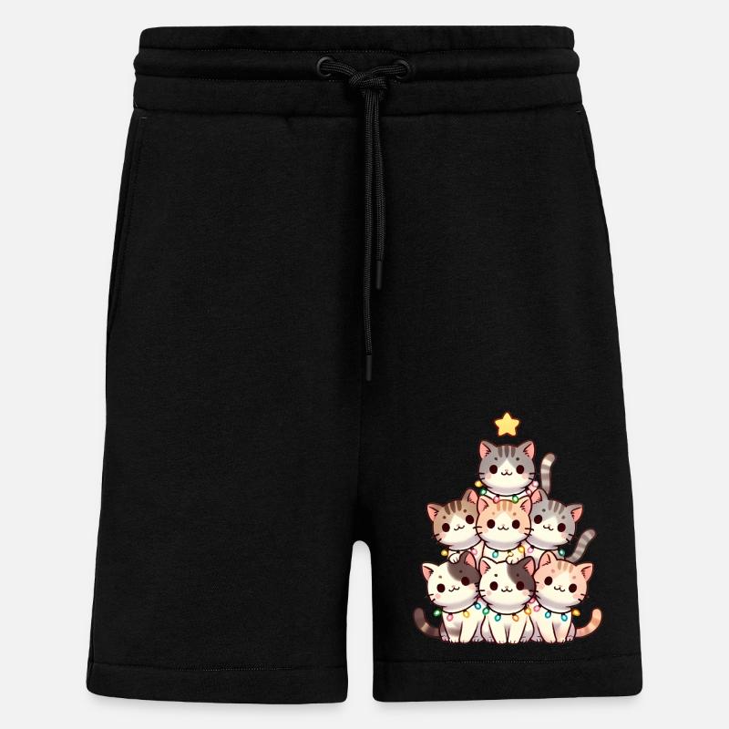 Weihnachtskratzbaum mit Lichtern - Shorts - made by SPREAD - SOLID BLACK