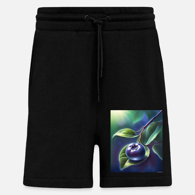 Beautiful blueberry on a leaf - Shorts - made by SPREAD - SOLID BLACK