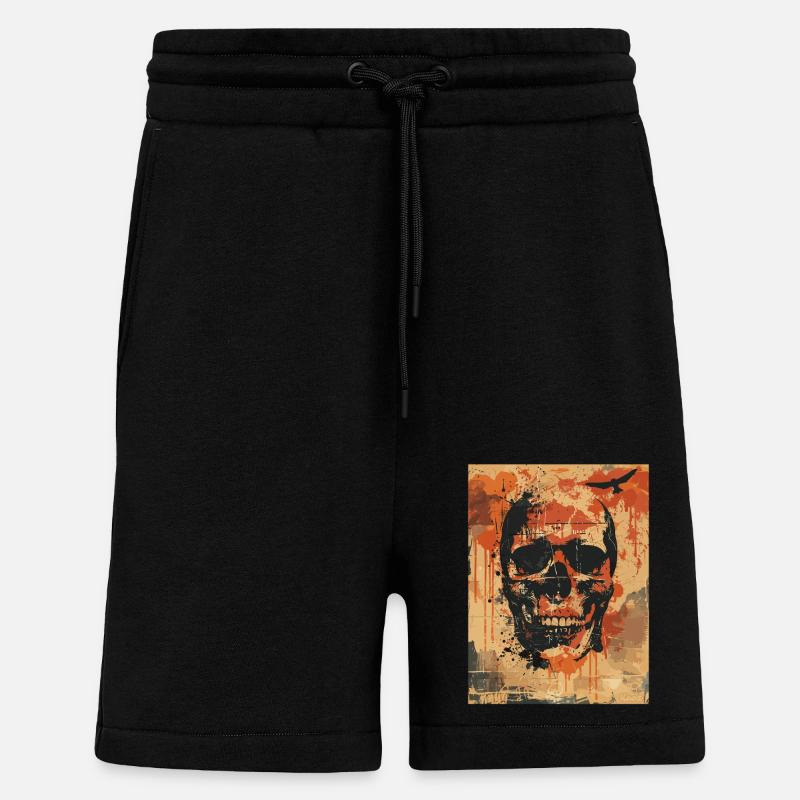 Creepy skull with ravens - Shorts - made by SPREAD - SOLID BLACK