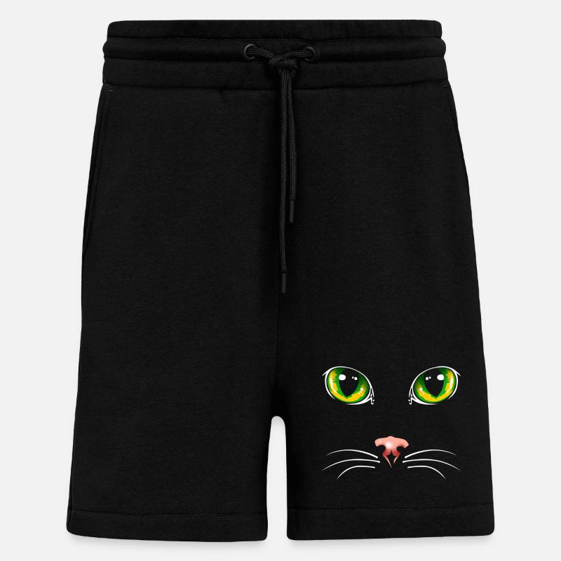 Yeux de chat noir - Short bio décontracté fabriqué en UE - SOLID BLACK