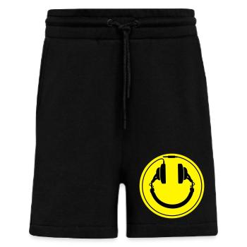 Casque smiley prise de fil - Short bio décontracté fabriqué en UE - SOLID BLACK - Devant