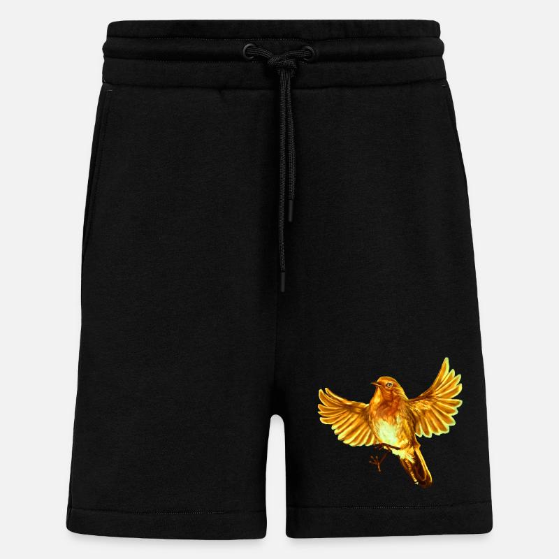 yellow bird - Shorts - made by SPREAD - SOLID BLACK